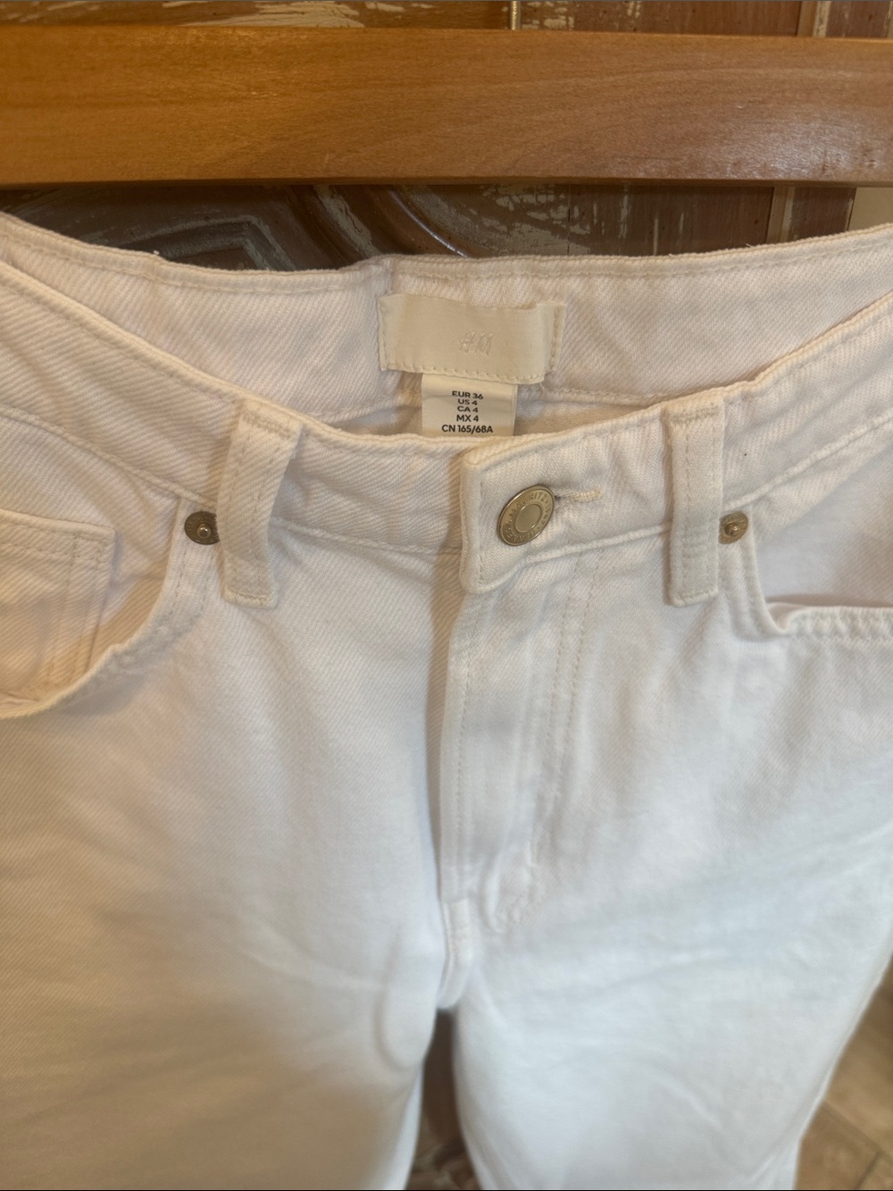 H&M Cream High-Rise Jeans for Women